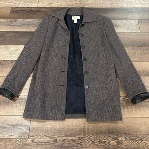 Krizia Poi Y2K Vintage Wool/ViscosaNavy Blue Ck Trench Jacket Coat 46 EU / US L